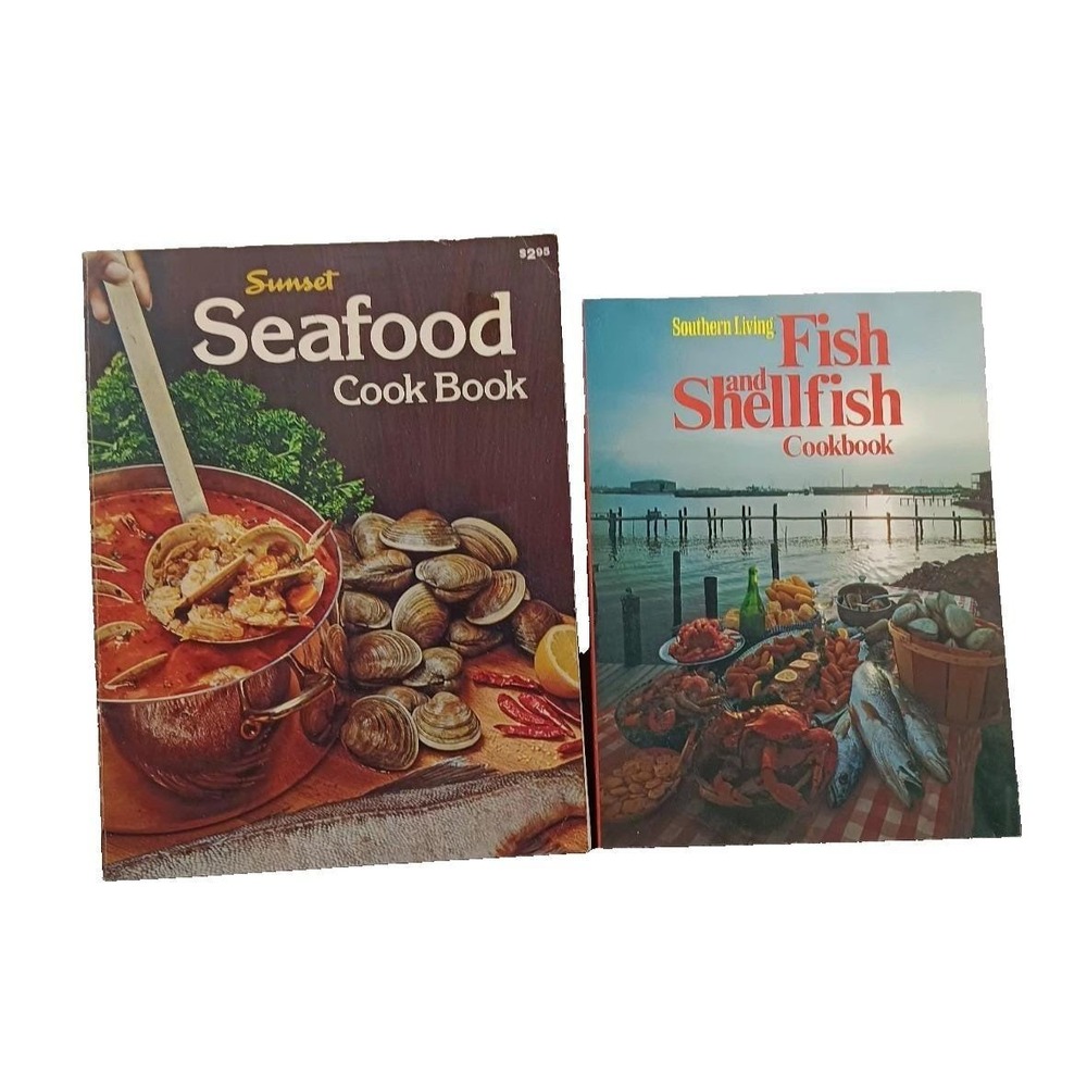 Lot Of Two Cookbooks  Southern Llving Fish & Shellfish /Sunset Seafood 1977 & 74